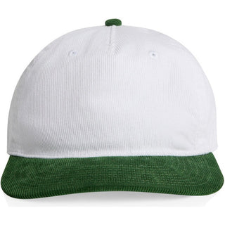AS Colour 1159 Class Cord Two-Tone Cap - Front View | color:White/Forest|view:front