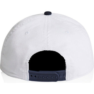 AS Colour 1159 Class Cord Two-Tone Cap - Back View | color:White/Ink Blue|view:back