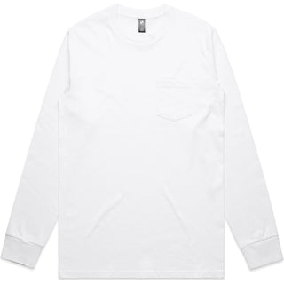 AS Colour 5072 Classic Pocket L/S Tee - Front View | color:White|view:front