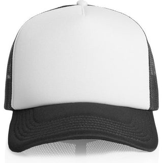 AS Colour 1163 Frame Foam Two-Tone Trucker - Front View | color:White/Coal|view:front