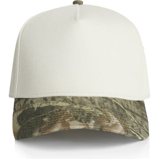 AS Colour 1165C Frame Two-Tone Camo Cap - Front View | color:Natural/Tree Camo|view:front