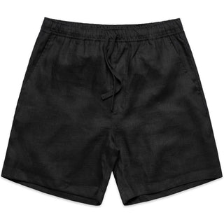 AS Colour 5919 Linen Shorts 18" - Front View | color:Black|view:front