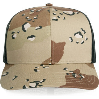 AS Colour 1191C Mesh Contrast Camo Cap - Front View | color:Desert Camo/Black|view:front