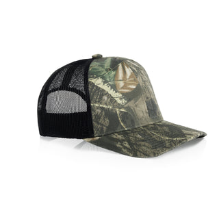 AS Colour 1191C Mesh Contrast Camo Cap - Side view | color:Tree Camo/Black|view:side