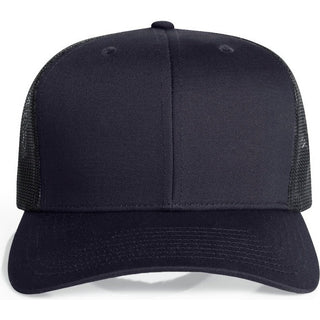 AS Colour 1191 Mesh Contrast Trucker Cap - Front View | color:Ink Blue/Black|view:front