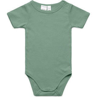 AS Colour 3003 Organic Infant Mini-Me One-Piece - Front View | color:Sage|view:front