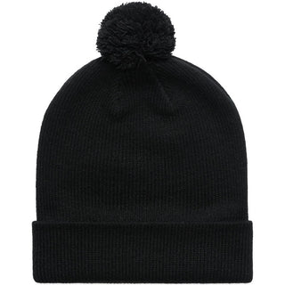 AS Colour 1124 Pom Pom Beanie - Front View | color:Black|view:front