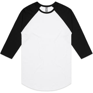 AS Colour 5012 Raglan Tee - Front View | color:White/Black|view:front