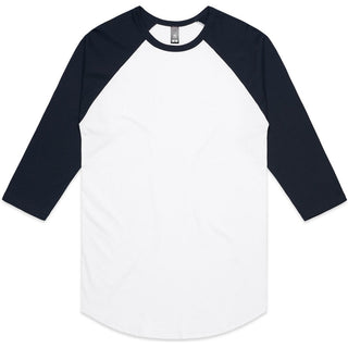 AS Colour 5012 Raglan Tee - Front View | color:White/Navy|view:front