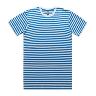 AS Colour 5028 Staple Stripe Tee - Front View | color:Natural/Mid Blue|view:front