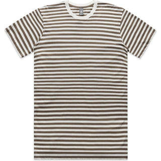 AS Colour 5028 Staple Stripe Tee - Front View | color:Natural/Walnut|view:front