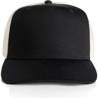 AS Colour 1110 Stock Contrast Trucker - Front View | color:Black/Ecru|view:front