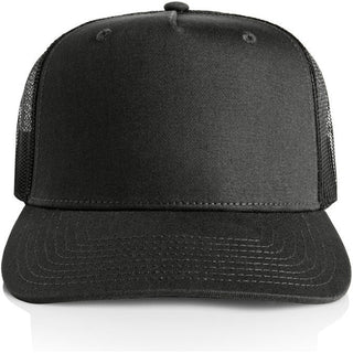 AS Colour 1110 Stock Contrast Trucker - Front View | color:Coal/Black|view:front