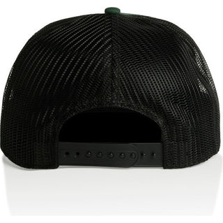 AS Colour 1110 Stock Contrast Trucker - Back View | color:Forest Green/Black|view:back