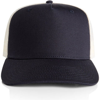 AS Colour 1110 Stock Contrast Trucker - Front View | color:Navy/Ecru|view:front