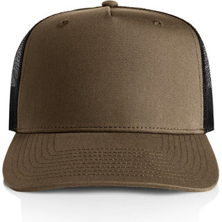 AS Colour 1110 Stock Contrast Trucker - Front View | color:Walnut/Black|view:front