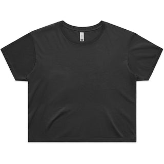 AS Colour 4062F Wo's Faded Crop Tee - Front View | color:Faded Black|view:front
