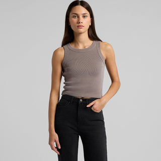 AS Colour Women's Faded Organic Rib Crop Tank | 4035 (Faded Grey)