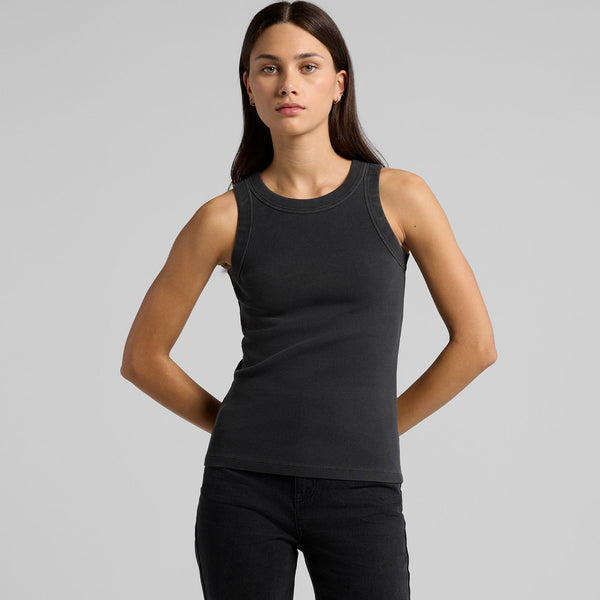 AS Colour Women's Faded Organic Rib Tank | 4034 (Faded Black)