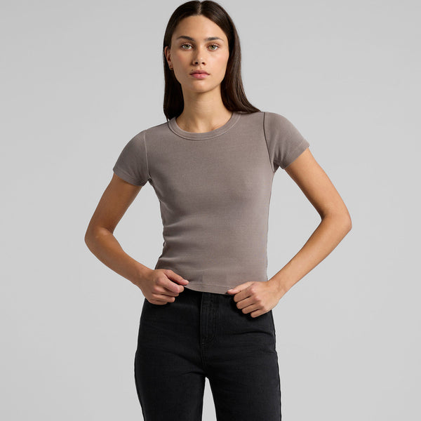 AS Colour Women's Faded Organic Rib Tee | 4036 (Faded Black)
