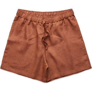 AS Colour 4919 Wo's Linen Shorts - Front View | color:Clay|view:front