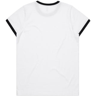 AS Colour 4053 Wo's Maple Ringer Tee - Back View | color:White/Black|view:back