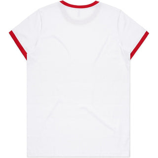 AS Colour 4053 Wo's Maple Ringer Tee - Back View | color:White/Red|view:back