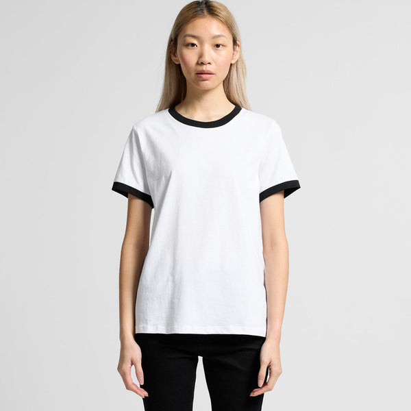 AS Colour Women's Maple Ringer Tee | 4053 (White/Red)