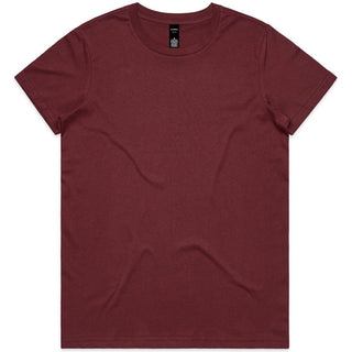 AS Colour 4001 Wo's Maple Tee - Front View | color:Burgundy|view:front