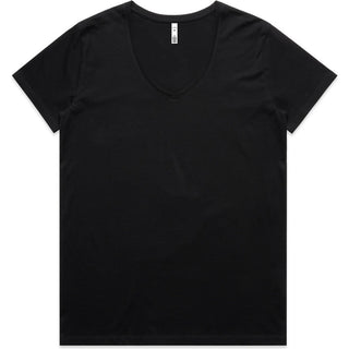 AS Colour 4023 Wo's Maple V Neck Tee - Front View | color:Black|view:front