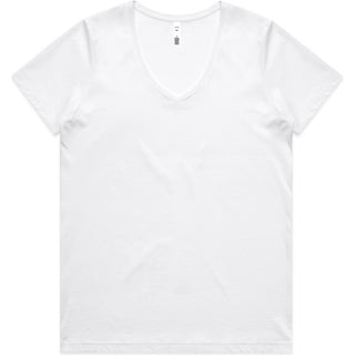AS Colour 4023 Wo's Maple V Neck Tee - Front View | color:White|view:front