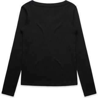 AS Colour 4075 Wo's Organic Baby Rib L/S Tee - Back View | color:Black|view:back