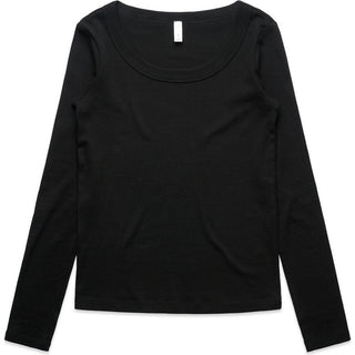 AS Colour 4075 Wo's Organic Baby Rib L/S Tee - Front View | color:Black|view:front