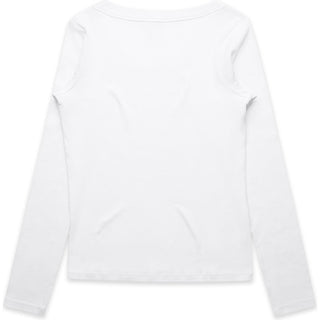 AS Colour 4075 Wo's Organic Baby Rib L/S Tee - Back View | color:White|view:back
