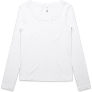 AS Colour 4075 Wo's Organic Baby Rib L/S Tee - Front View | color:White|view:front