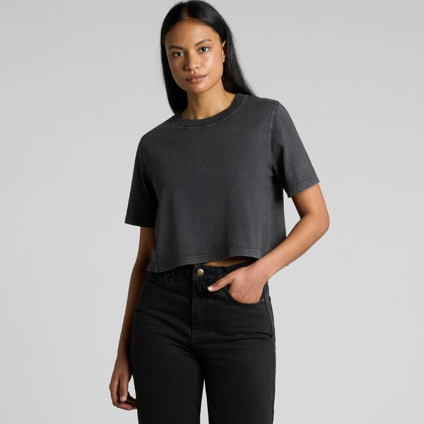 AS Colour Women's Stone Wash Heavy Crop Tee | 4086 (Black Stone)