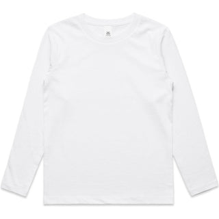 AS Colour 3008 Youth Staple L/S Tee - Front View | color:White|view:front