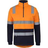 JB's Wear 6DARF 1/2 Zip AUST. Rail (D+N) Fleece Sweater - Front View | color:Orange/Navy|view:front