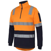 JB's Wear 6DARF 1/2 Zip AUST. Rail (D+N) Fleece Sweater - Side View | color:Orange/Navy|view:side