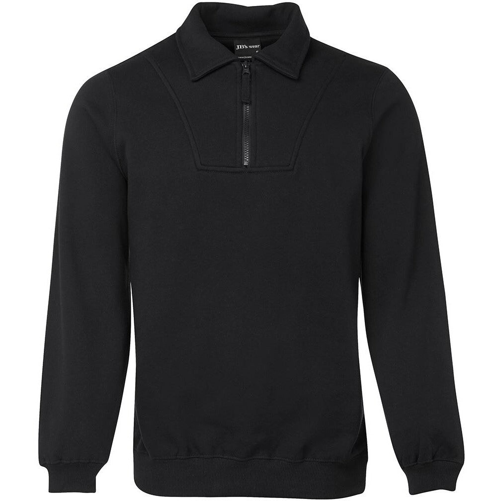 JB's Wear 3FSZ 1/2 Zip Fleecy Sweat - Front View | color:Black|view:front