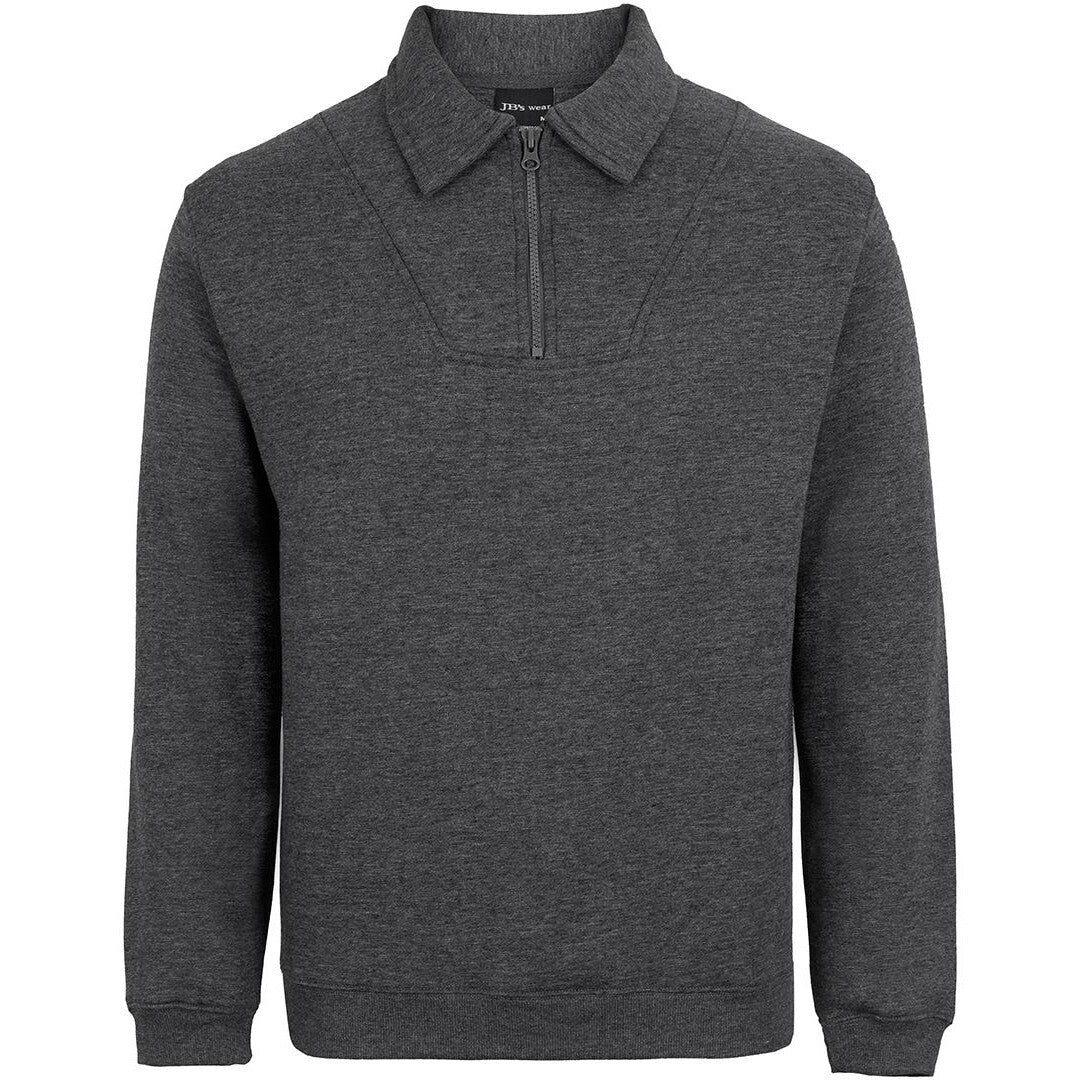 JB's Wear 3FSZ 1/2 Zip Fleecy Sweat - Front View | color:Graphite Marle|view:front
