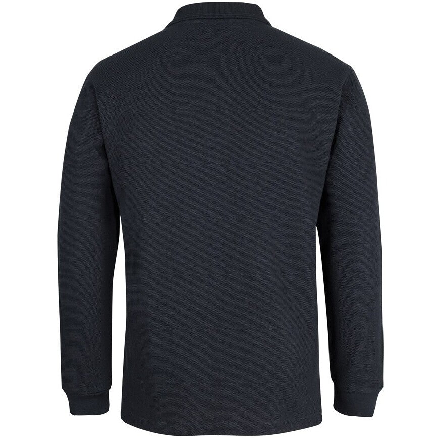 JB's Wear 2PCL 320g L/S Popcorn Cotton Polo - Back View | color:Black|view:back