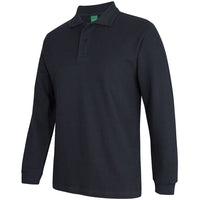 JB's Wear 2PCL 320g L/S Popcorn Cotton Polo - Side View | color:Black|view:side