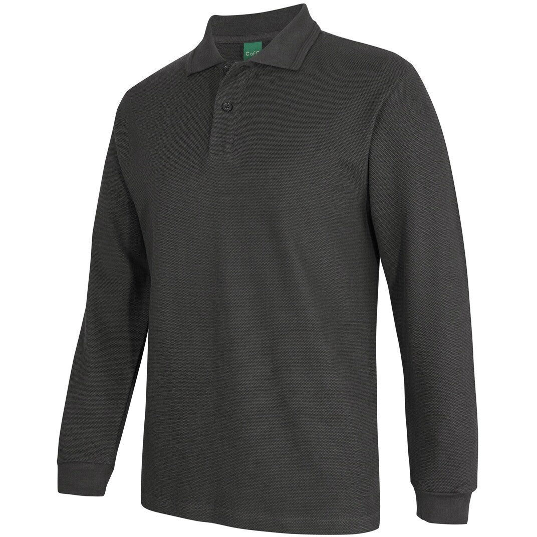 JB's Wear 2PCL 320g L/S Popcorn Cotton Polo - Side View | color:Gunmetal|view:side