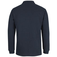 JB's Wear 2PCL 320g L/S Popcorn Cotton Polo - Back View | color:Navy|view:back