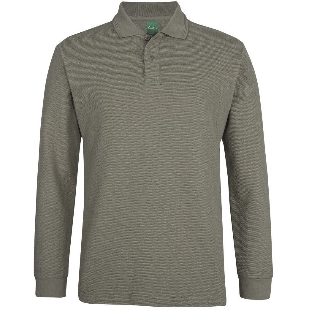 JB's Wear 2PCL 320g L/S Popcorn Cotton Polo - Front View | color:Slate|view:front
