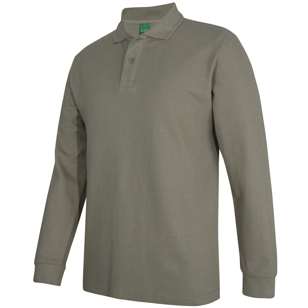 JB's Wear 2PCL 320g L/S Popcorn Cotton Polo - Side View | color:Slate|view:side
