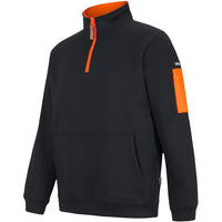 JB's Wear 6CHF 350 Premium Trade 1/2 Zip Fleece - Side View | color:Black/Orange|view:side