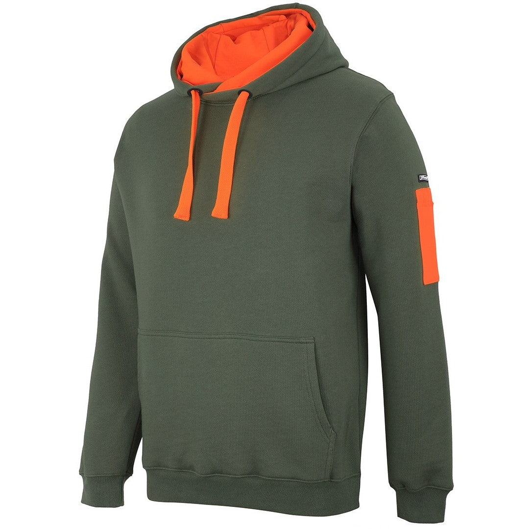 JB's Wear 6CFH 350 Premium Trade Hoodie - Side View | color:Army/Orange|view:side