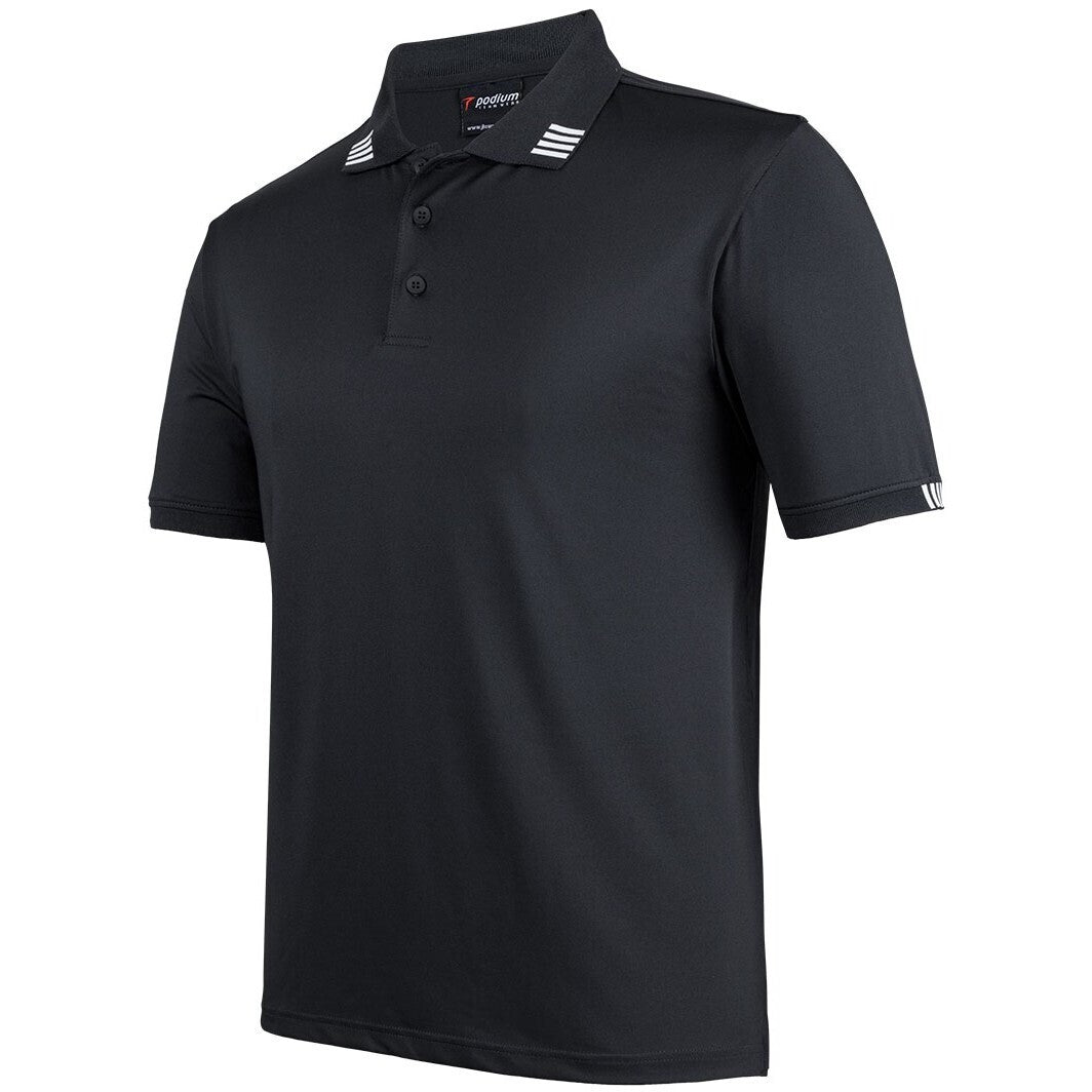 JB's Wear 7S4P 4 Stripe S/S Stretch Polo - Side View | color:Black/White|view:side